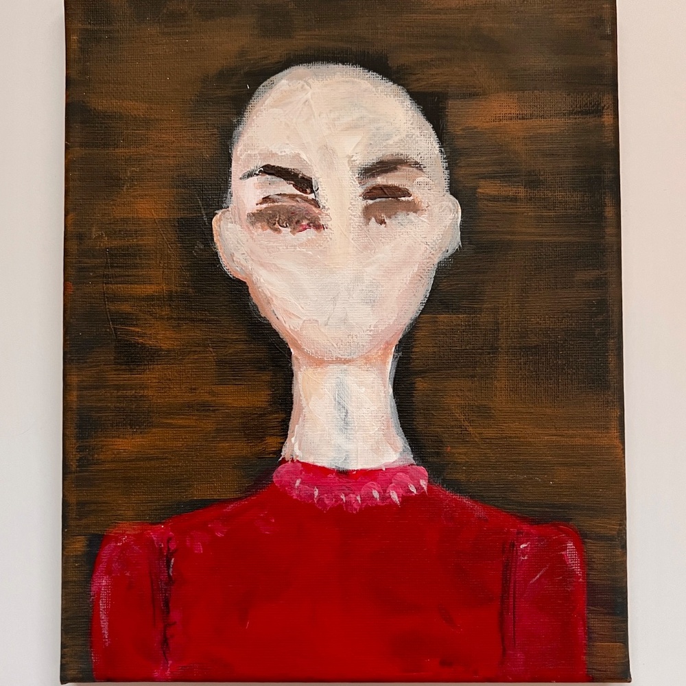 Silenced – Lady in Red - Faceless Collection | 8x10 Acrylic Abstract Art - Picture 7 of 7